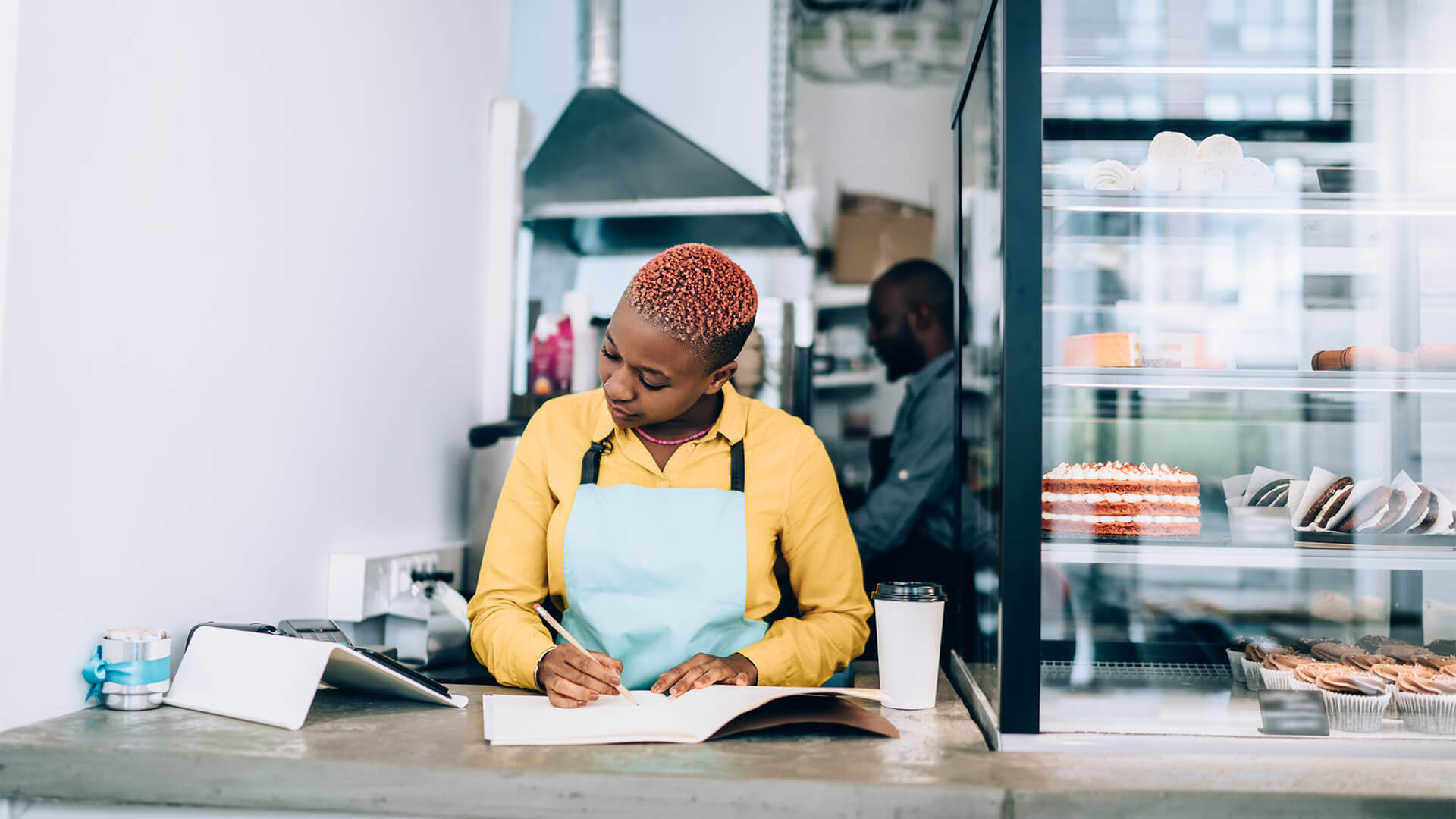 Small business owner looking over their finances