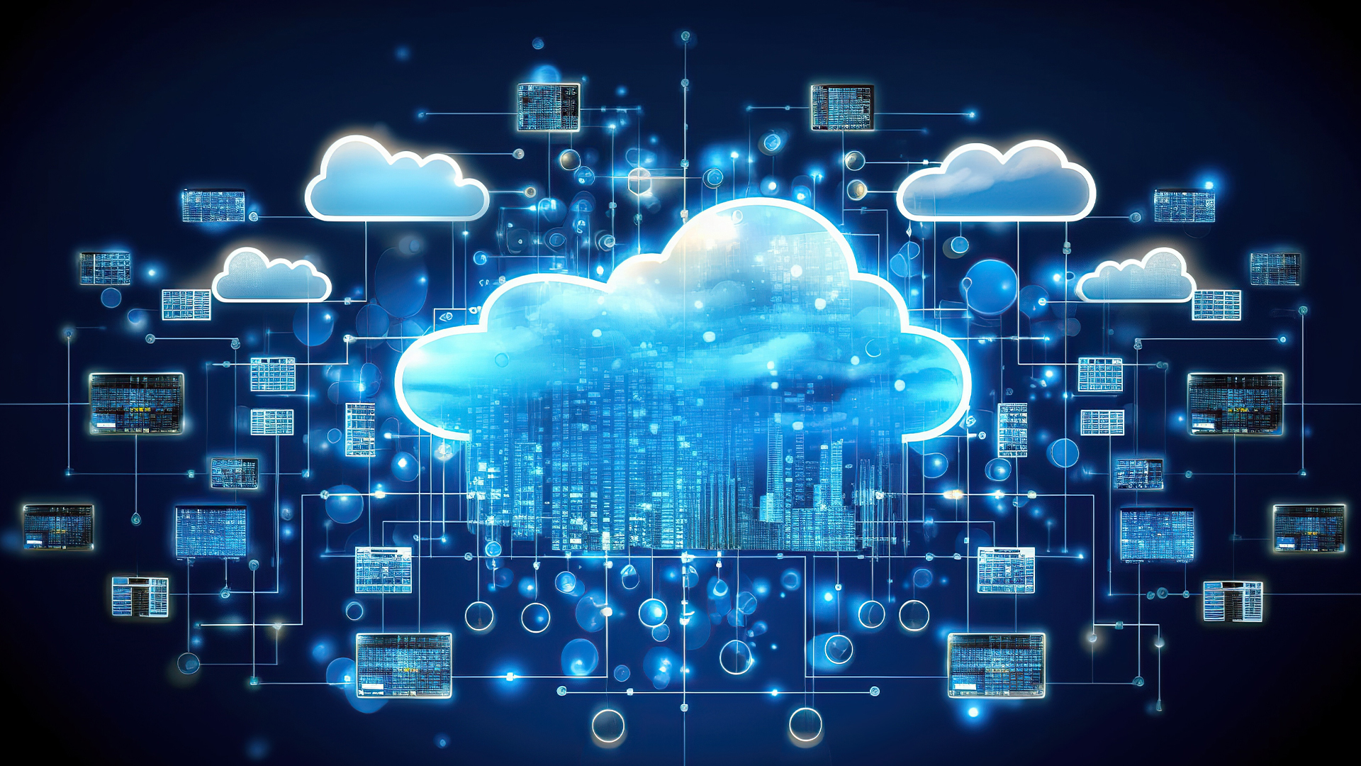 Cloud and edge computing technology concepts with cybersecurity protection