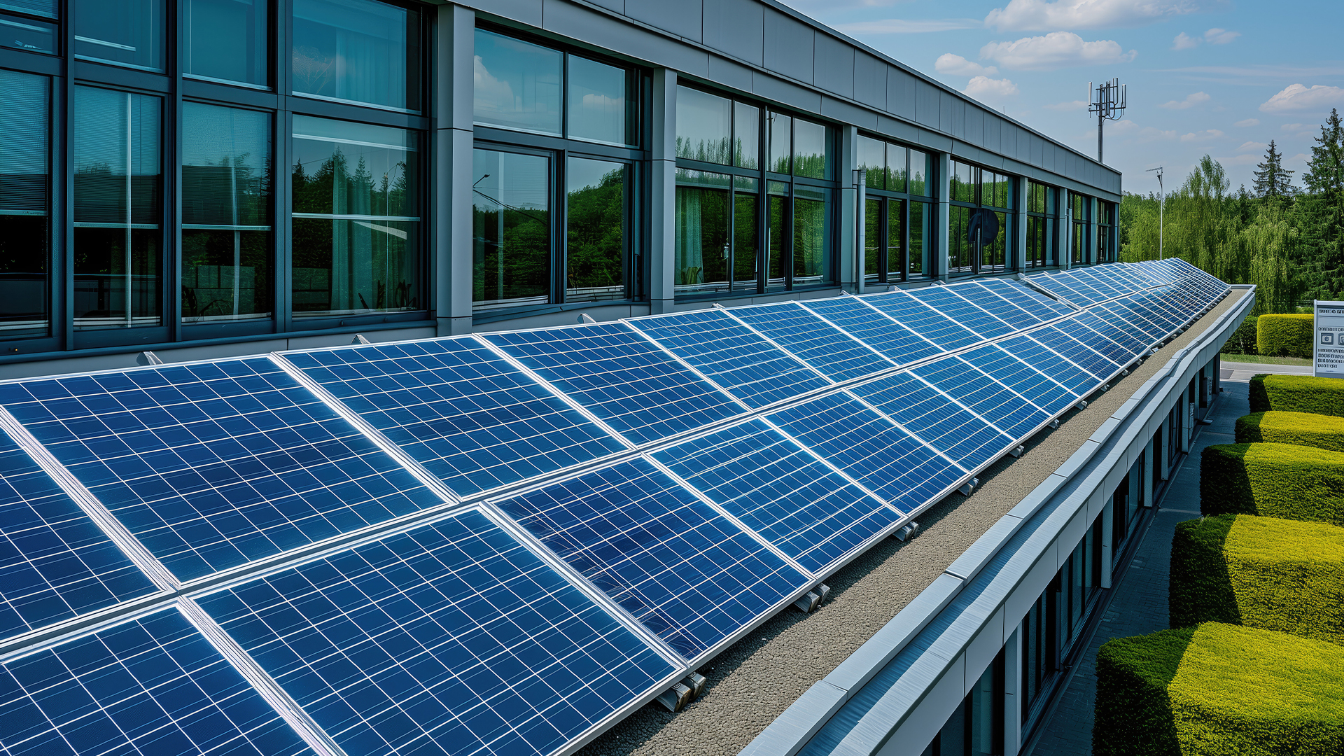 Installation of solar panels on office building